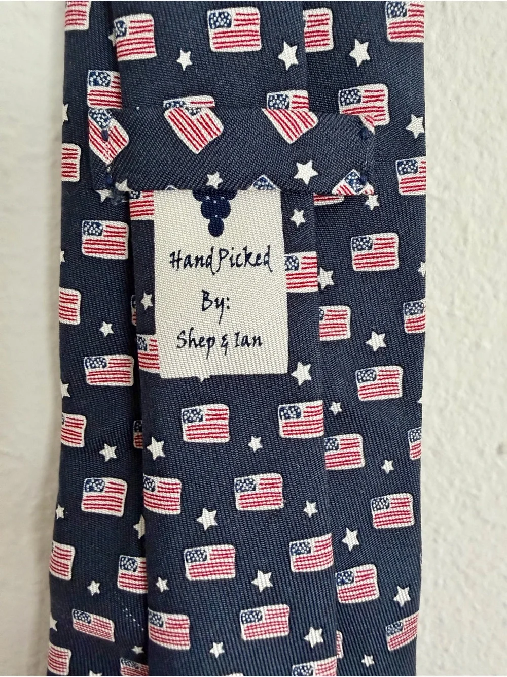 Vineyard Vines Boy’s American Flag Stars Silk Tie Navy Blue Handmade USA